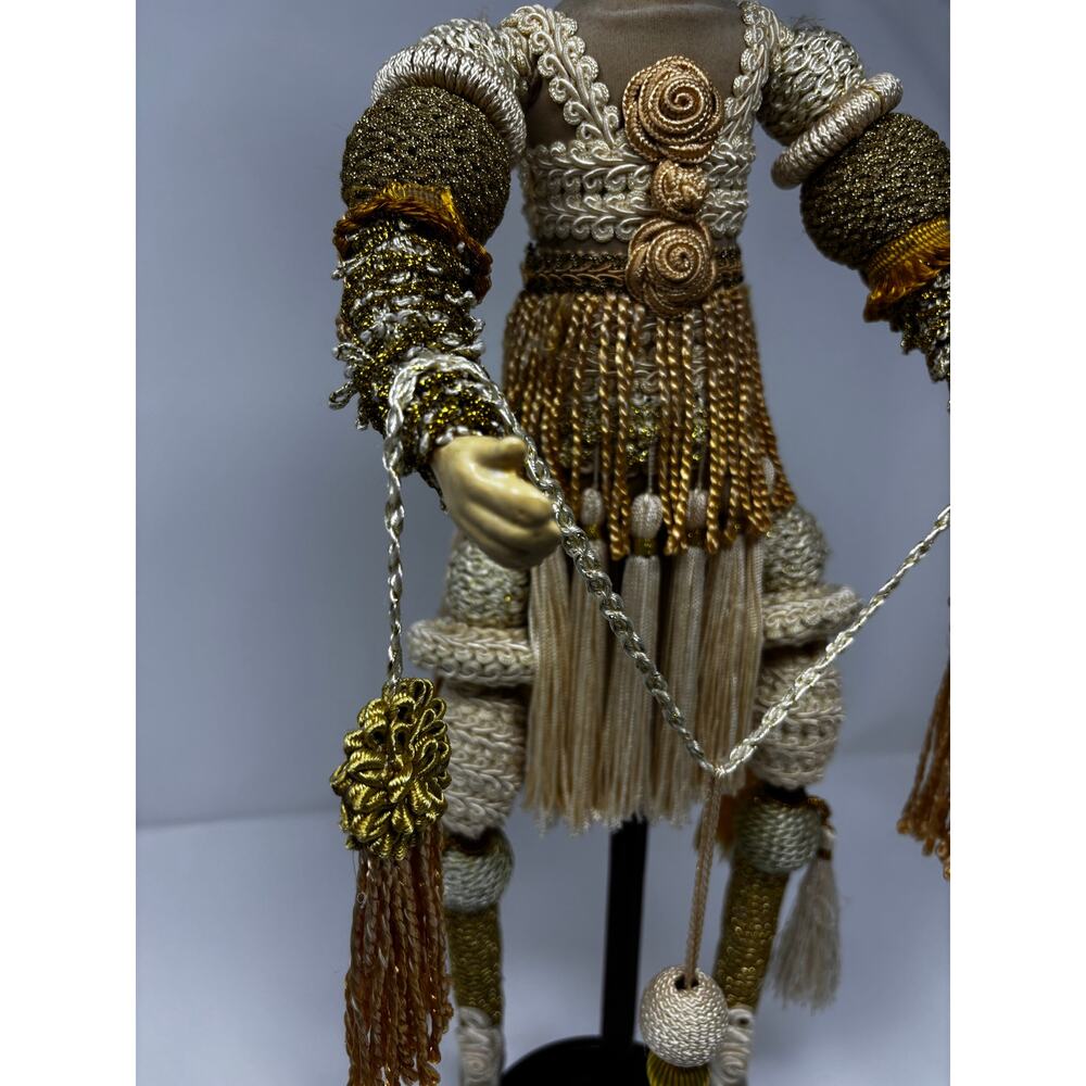 VTG Gold Passementerie Art Doll withTassels Handcrafted Figure French Rococo